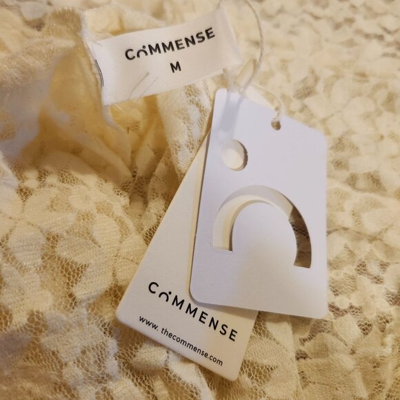 Commense Women's Size Medium Mock Neck Lace Top Long Sleeve Blouse Cream - Picture 7 of 9